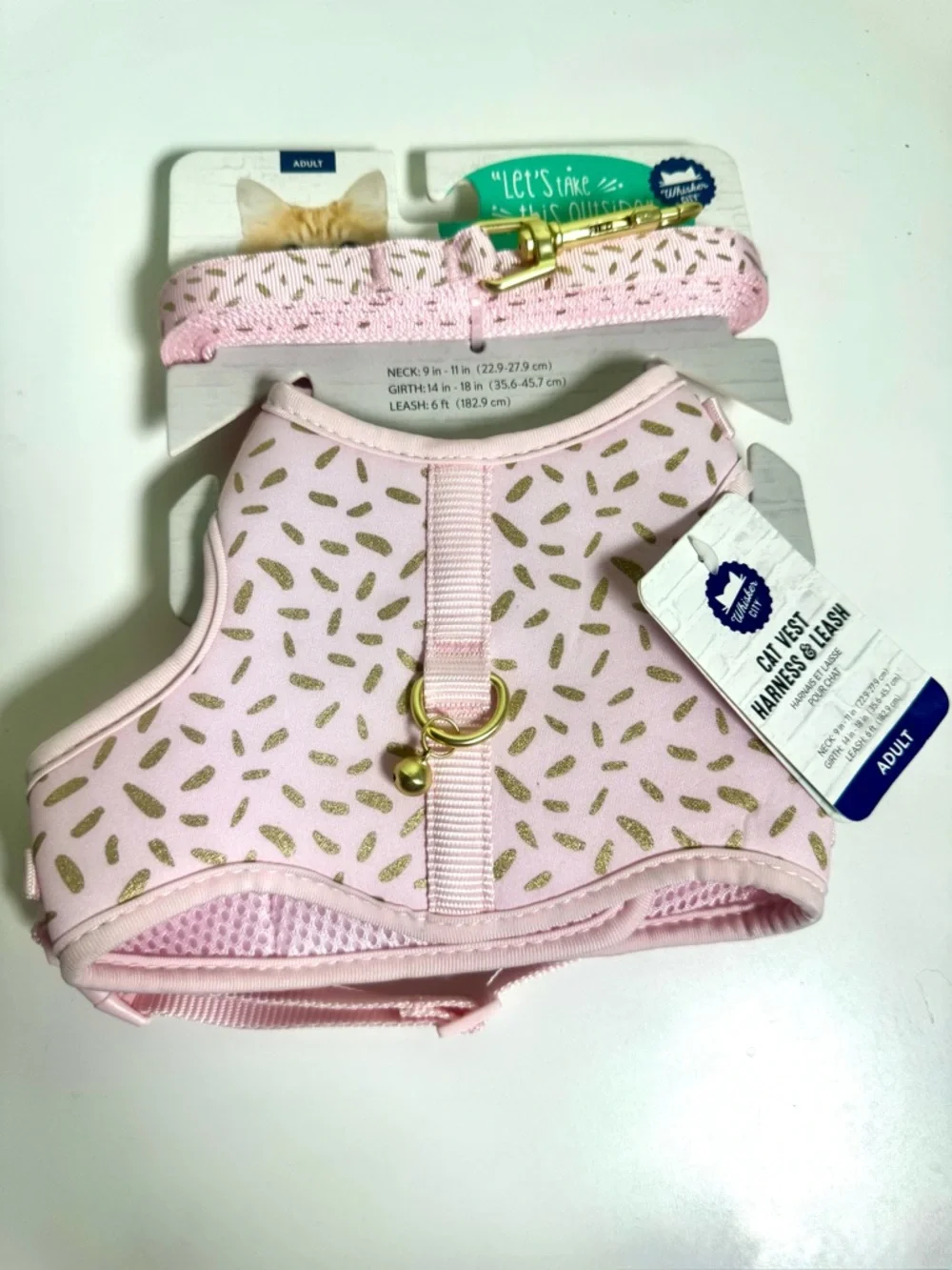 Pink Gold Sprinkles Cat Vest Harness & Leash Set